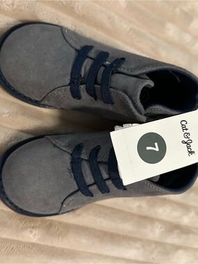 Cat & Jack Gray Kids' Casual Sneakers with Navy Laces